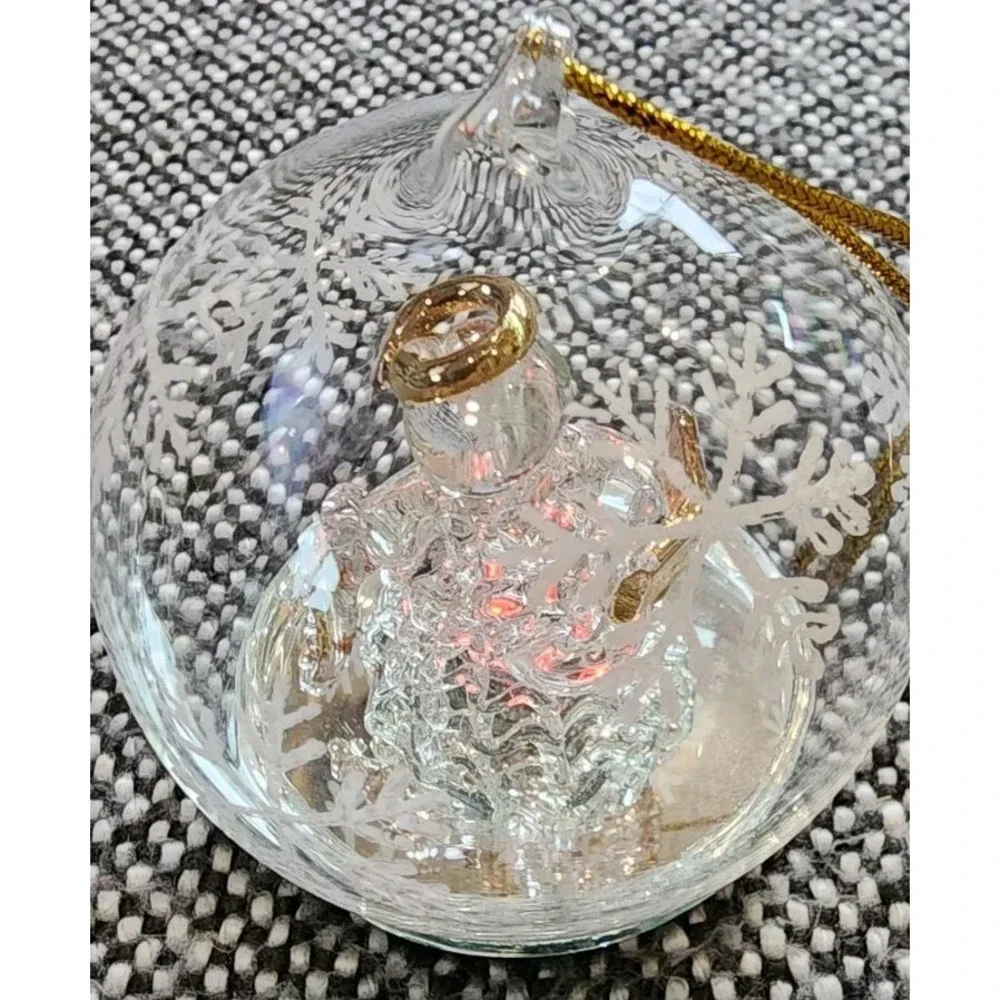 Robert Stanley Vintage Glass Crystal Light Up Illuminating‎ Angel Globe Ornament